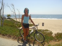 Riding bike on the beach