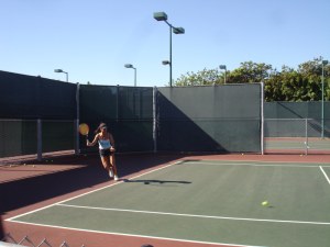 Tennis practice with the coach in Beverly Hills