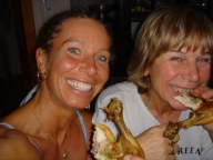 Me and my mom munching on a chicken